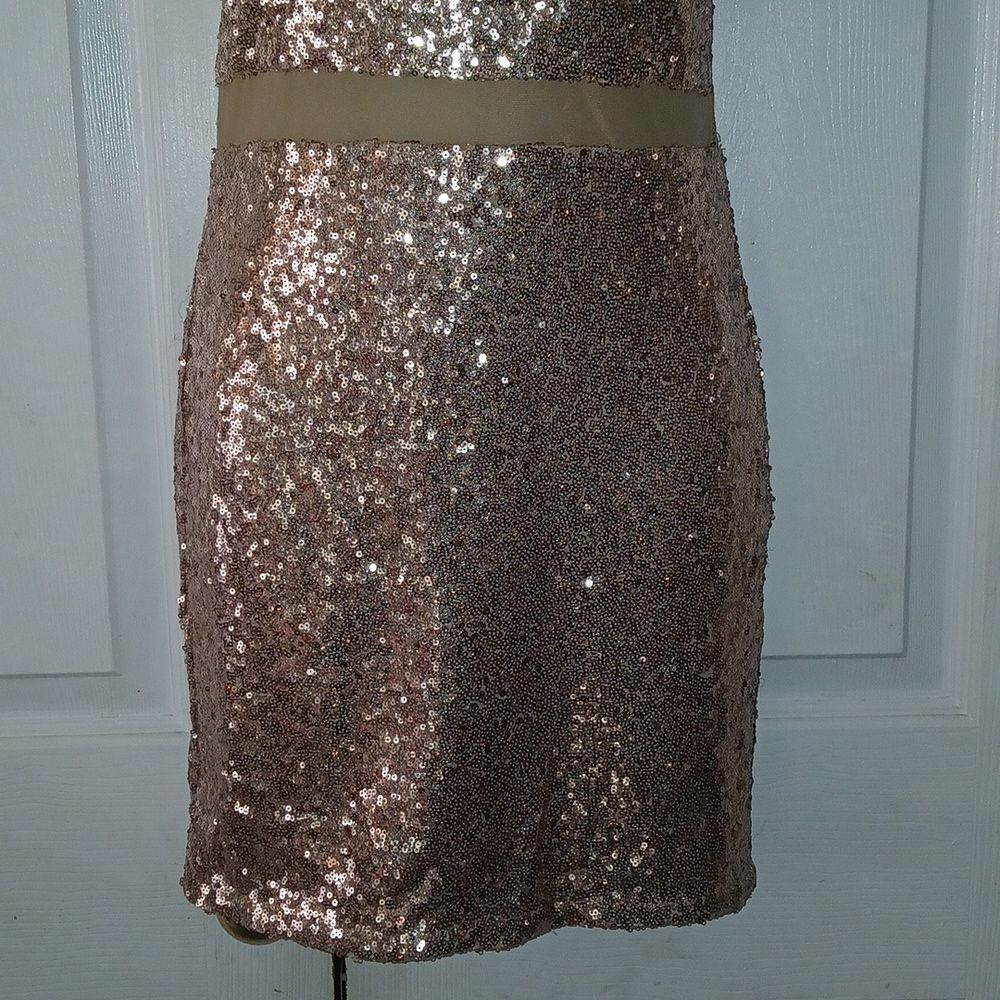 Fashion Nova mesh sequin bodycon sexy fitted mini dress party Ve clubbing Sz 5 - Picture 2 of 5